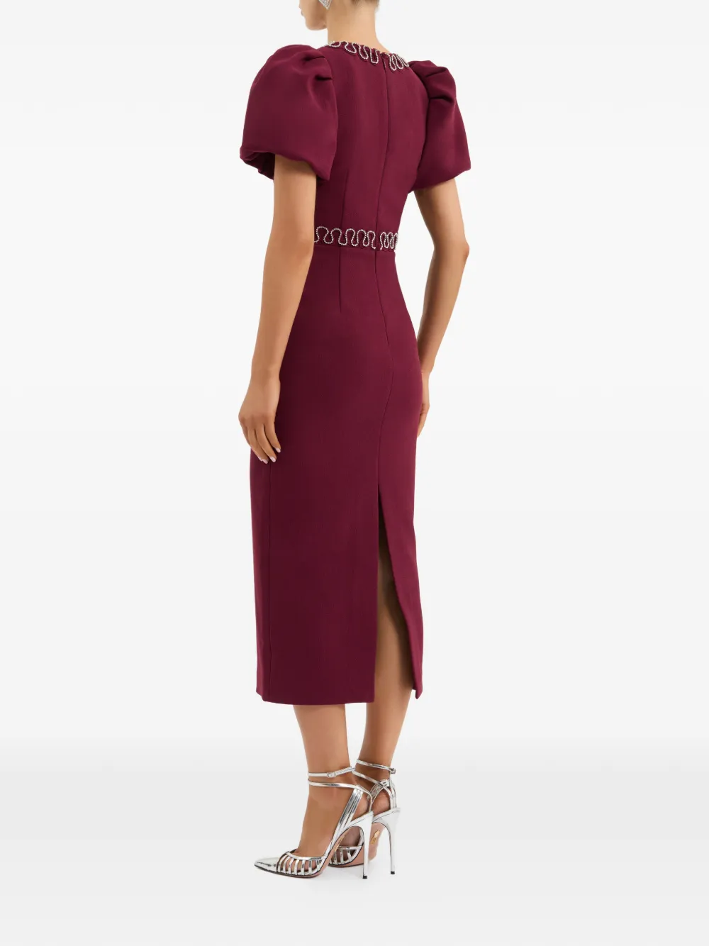 Rebecca Vallance Cava midi-jurk verfraaid met pofmouwen Rood