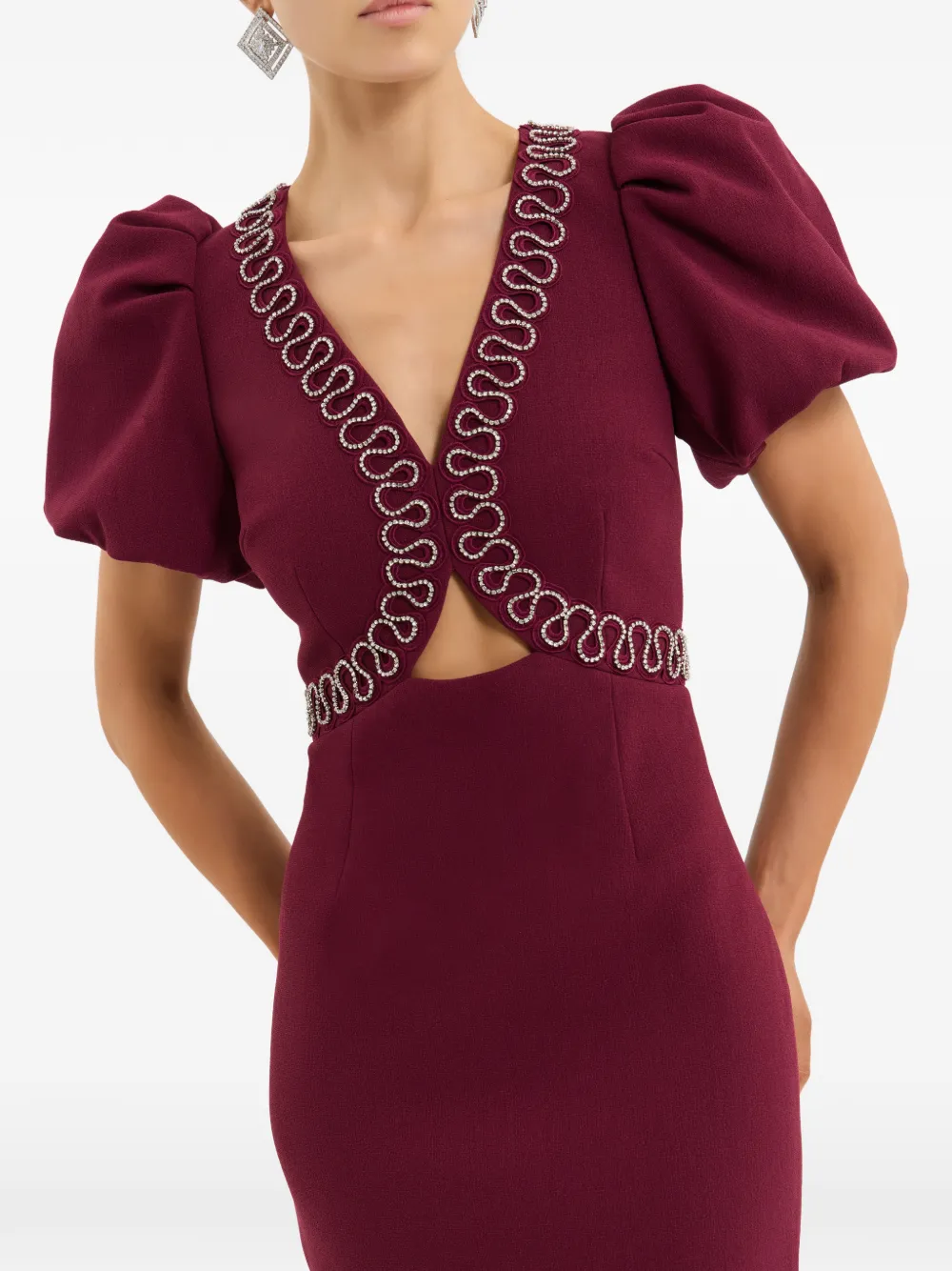 Rebecca Vallance Cava midi-jurk verfraaid met pofmouwen Rood
