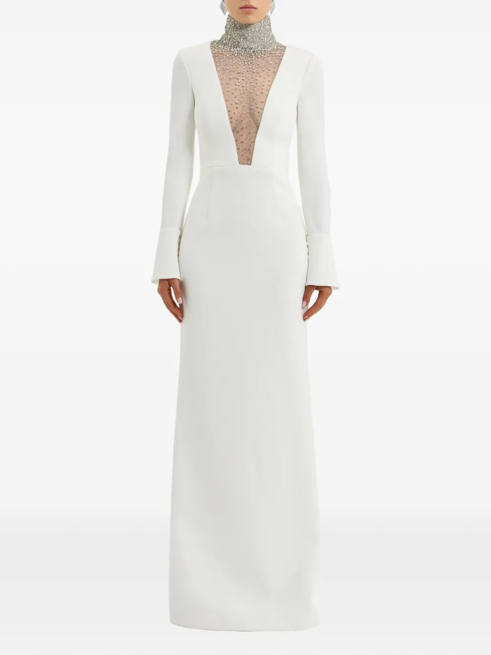 Rebecca Vallance Melva verfraaide maxi-jurk met V-hals Wit