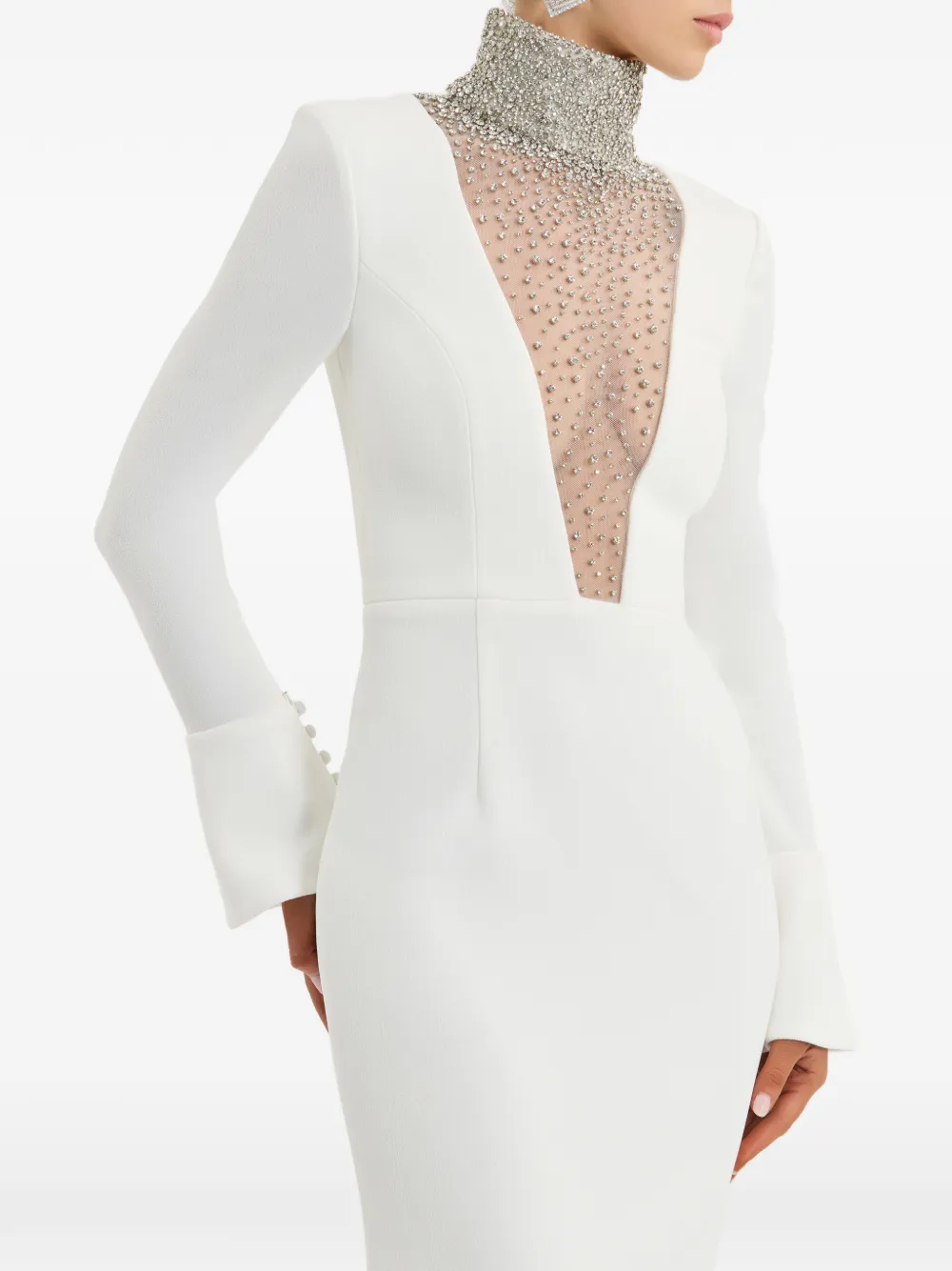 Rebecca Vallance Melva verfraaide maxi-jurk met V-hals Wit