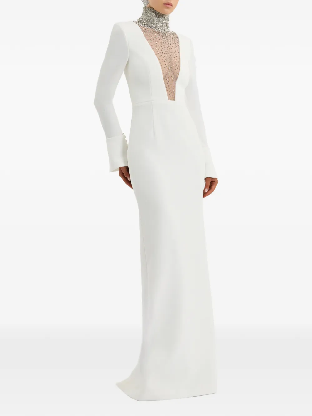 Rebecca Vallance Melva verfraaide maxi-jurk met V-hals Wit