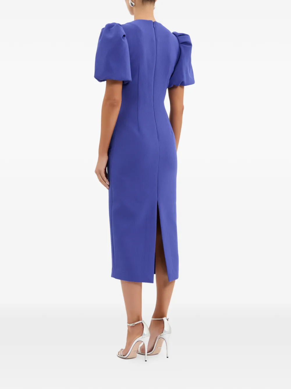 Rebecca Vallance Evolet midi-jurk verfraaid met pofmouwen Blauw