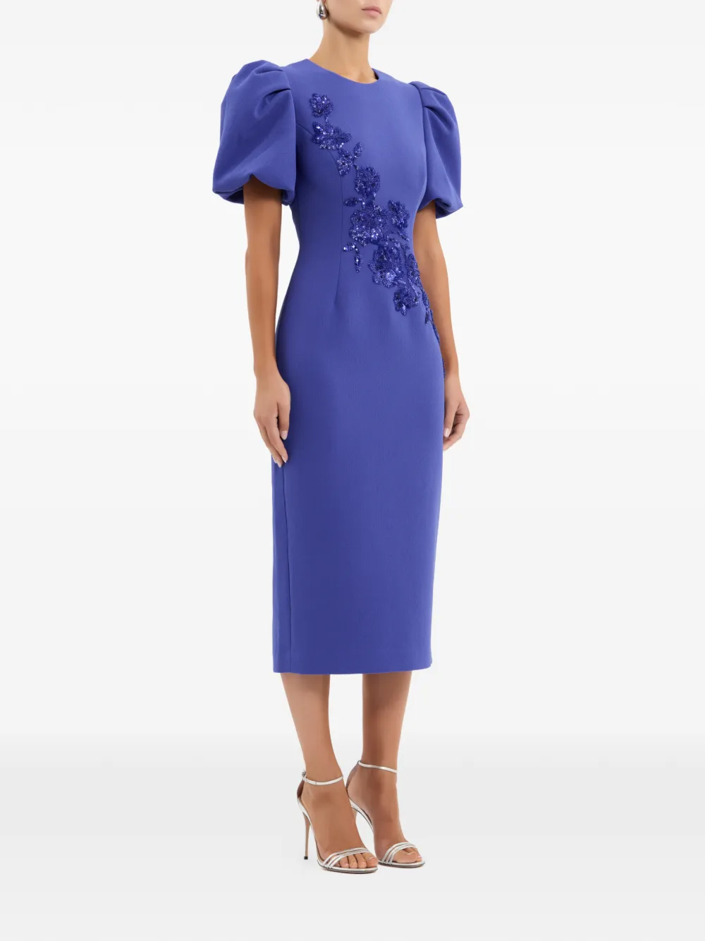 Rebecca Vallance Evolet midi-jurk verfraaid met pofmouwen Blauw