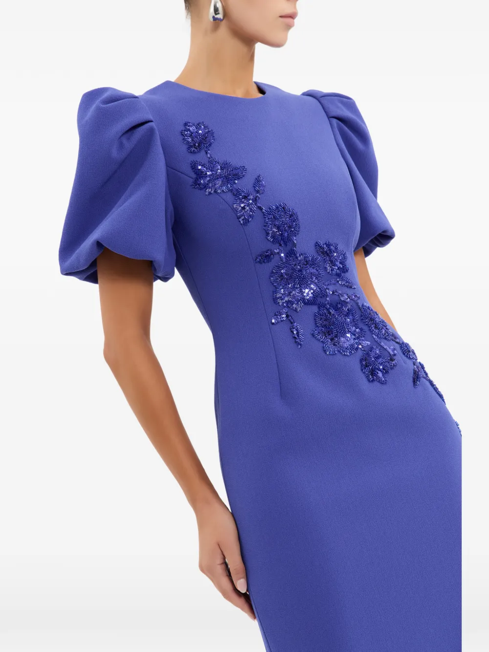 Rebecca Vallance Evolet midi-jurk verfraaid met pofmouwen Blauw