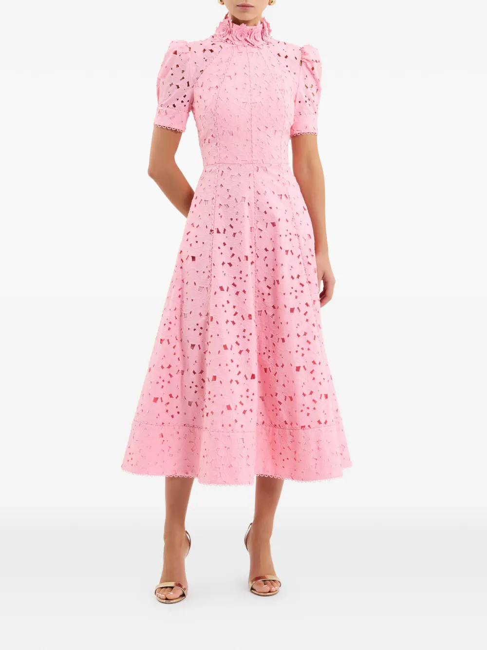 Rebecca Vallance Kitsu midi-jurk met hoge hals Roze