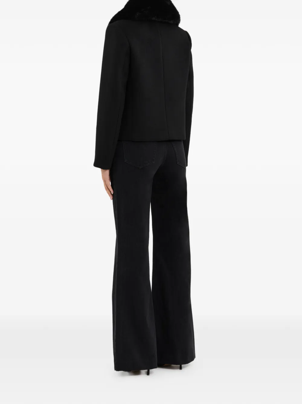 Rebecca Vallance Cropped jas met bontkraag Zwart