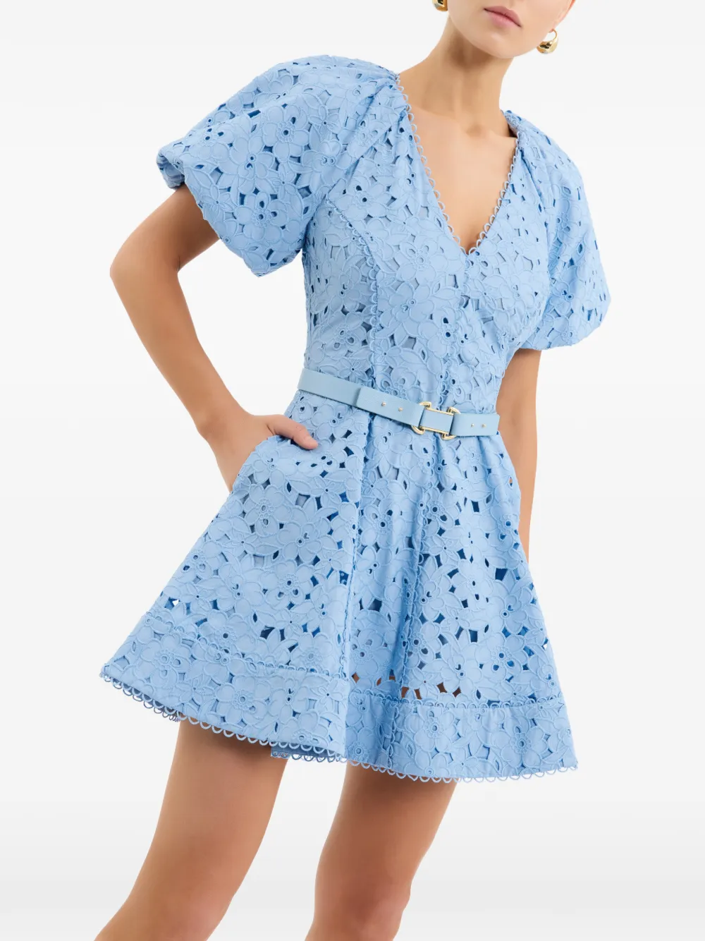 Rebecca Vallance Abito corto con maniche a palloncino - Blu