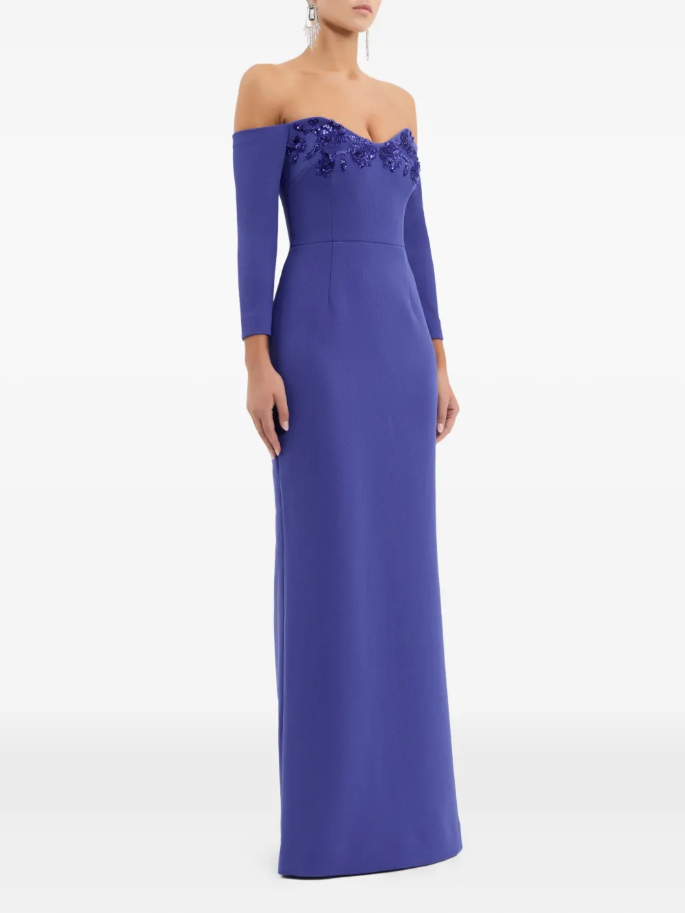 Rebecca Vallance Off-shoulder verfraaide maxi-jurk Blauw