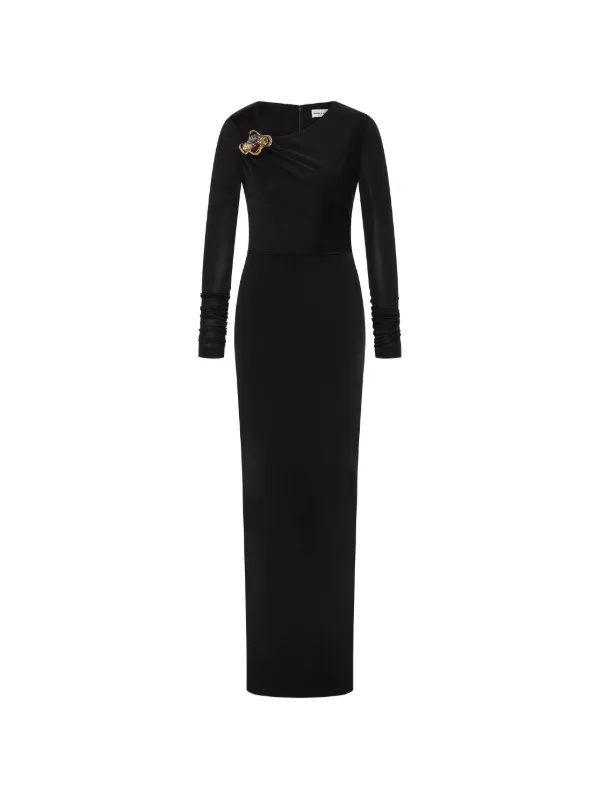 Rebecca Vallance Ruched Embellished Dress in Black
