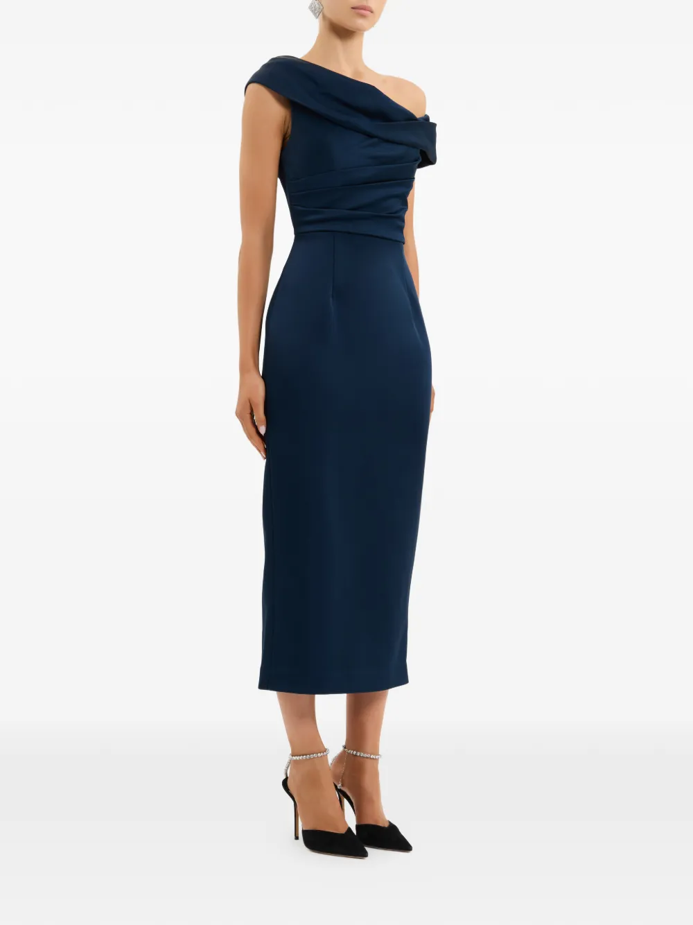 Rebecca Vallance Lessa midi-jurk met asymmetrische hals Blauw