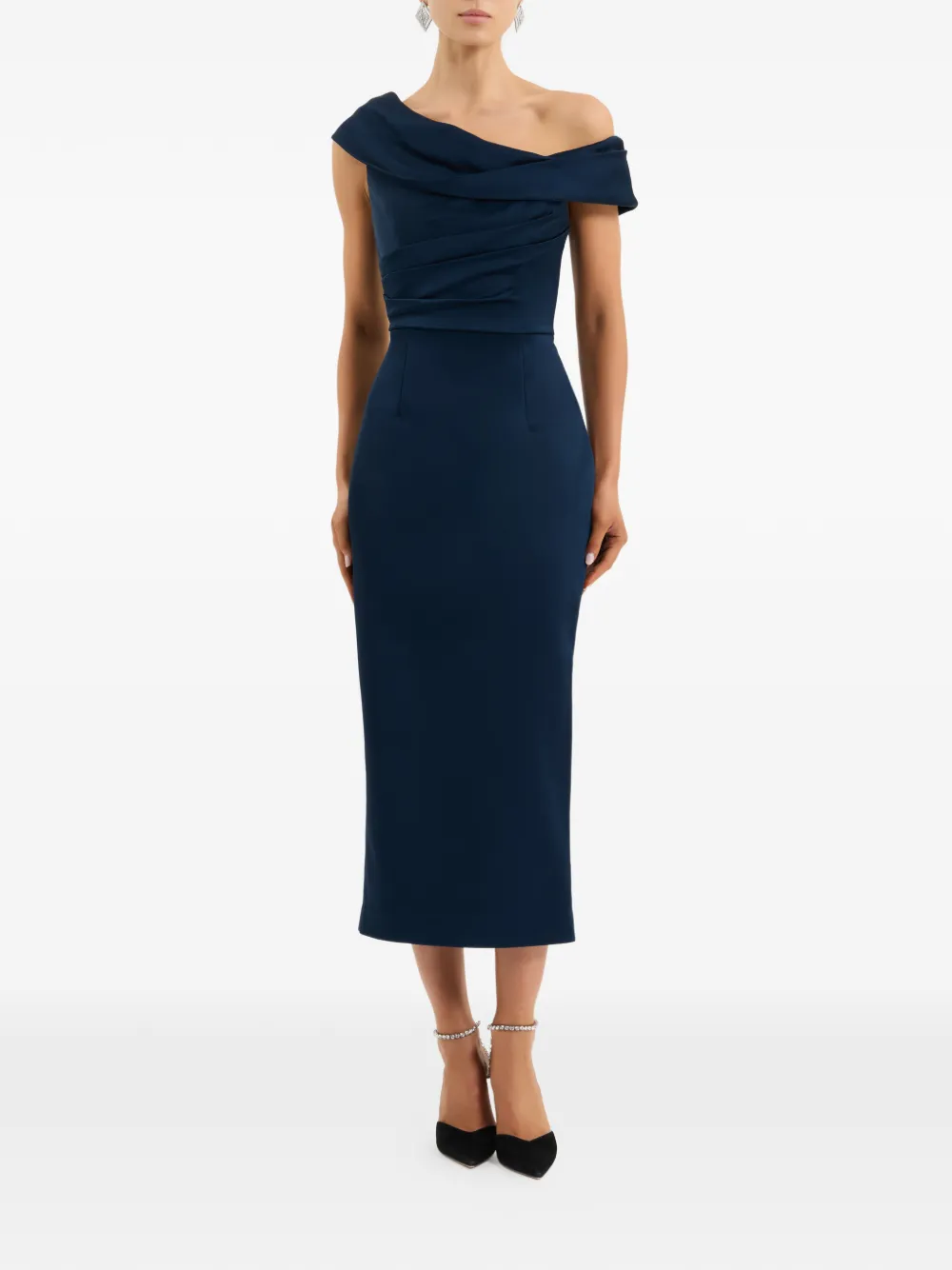 Rebecca Vallance Lessa midi-jurk met asymmetrische hals Blauw