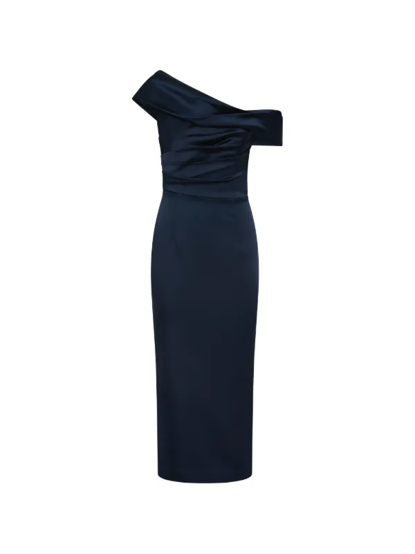 rebecca vallance midi dress Rebecca Vallance Antonella One Shoulder Midi Dress in Marine Blue