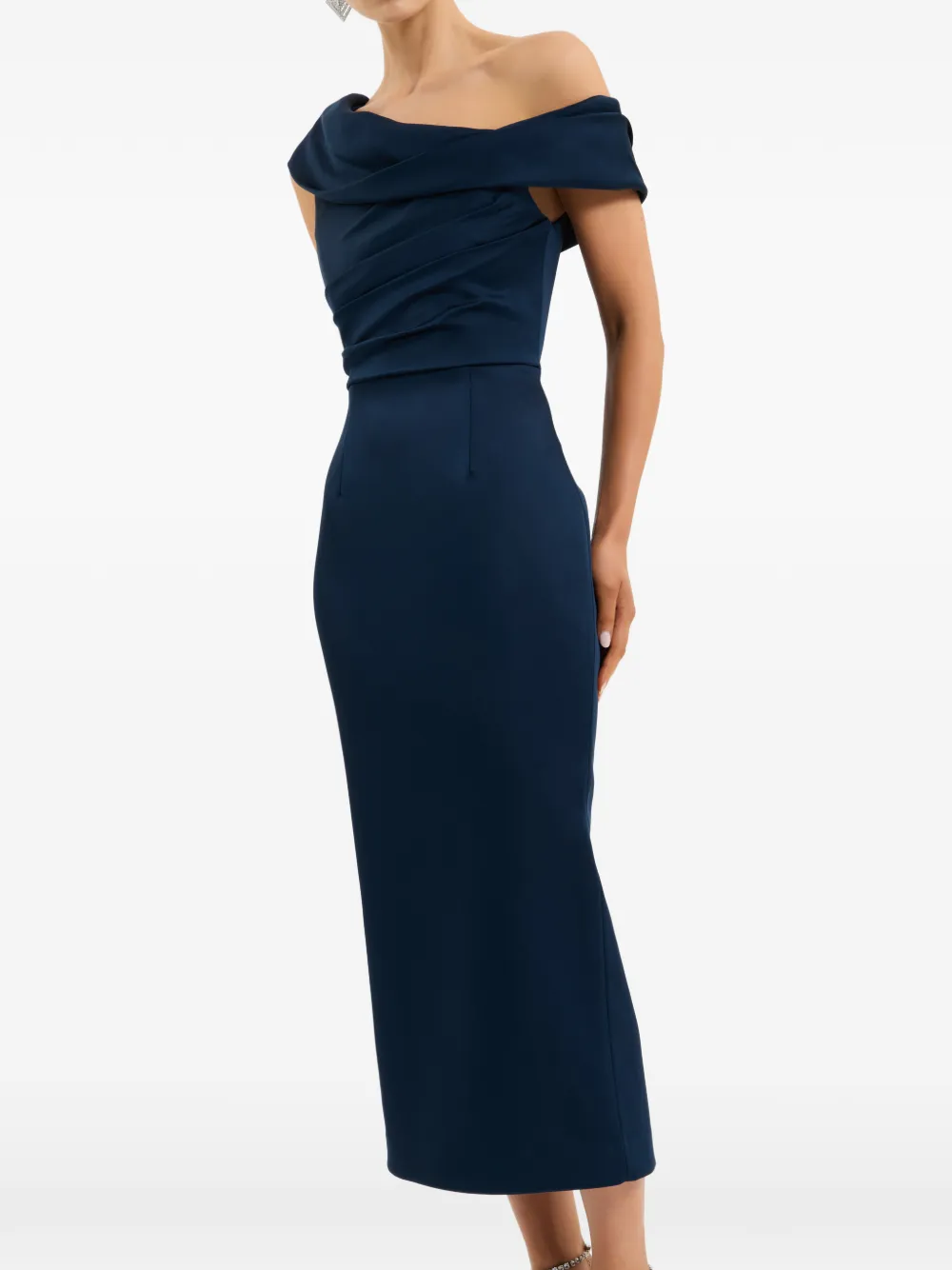 Rebecca Vallance Lessa midi-jurk met asymmetrische hals Blauw