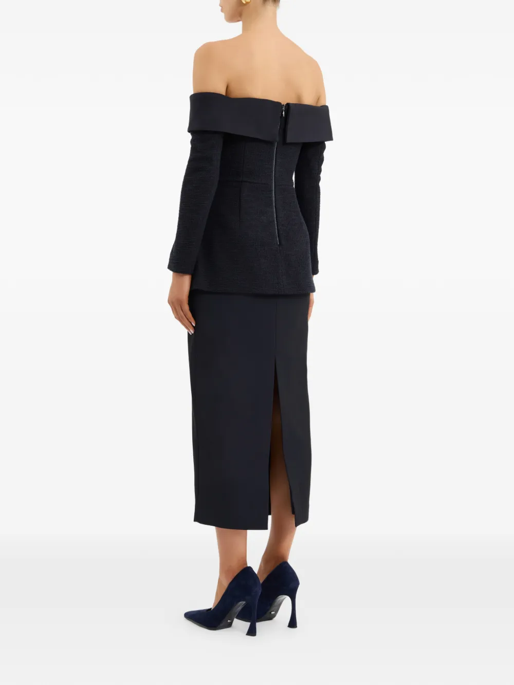Rebecca Vallance Off-shoulder midi-jurk Blauw