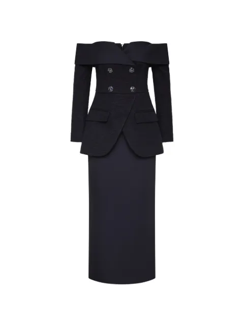 Rebecca Vallance vestido midi con hombros descubiertos