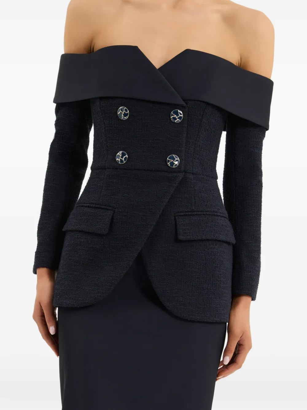 Rebecca Vallance Off-shoulder midi-jurk Blauw