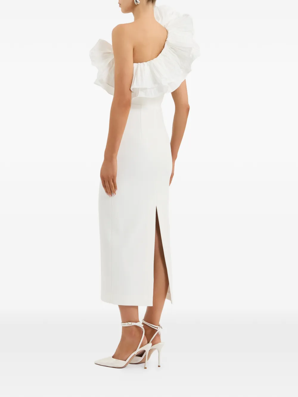 Rebecca Vallance Ozias midi-jurk met ruches Wit