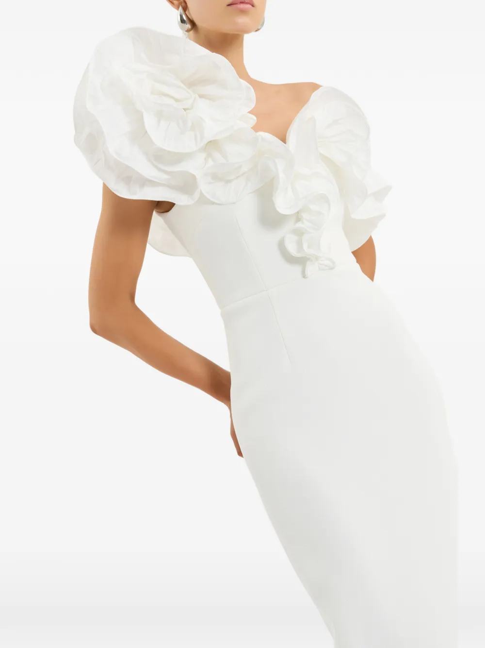 Rebecca Vallance Ozias midi-jurk met ruches Wit