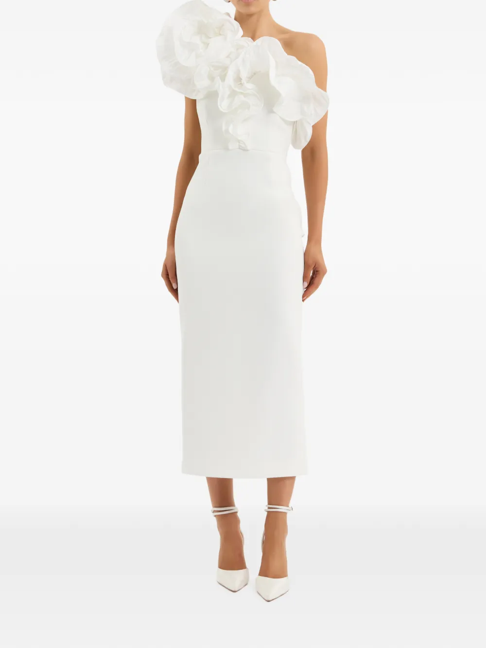 Rebecca Vallance Ozias midi-jurk met ruches Wit