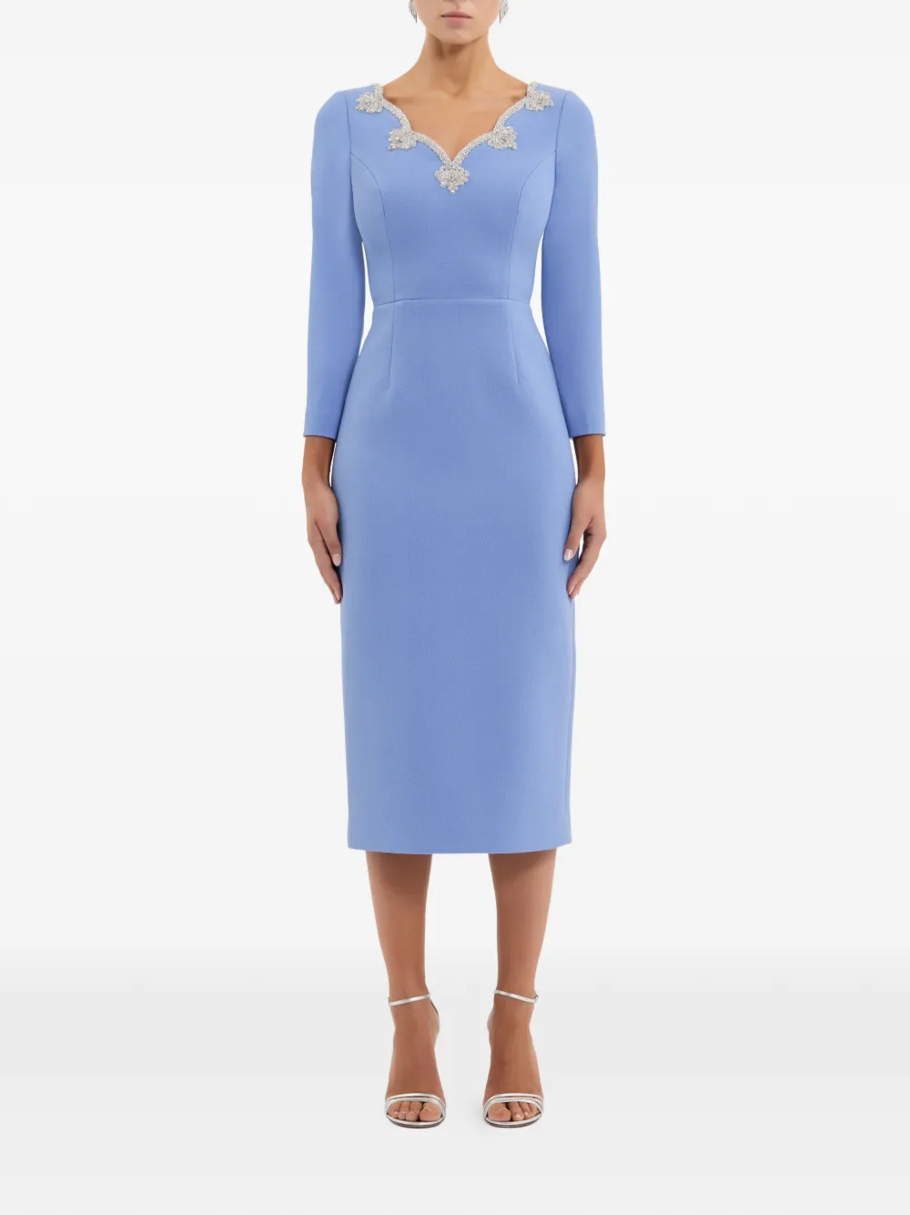 Rebecca Vallance Harlynn midi-jurk met V-hals Blauw