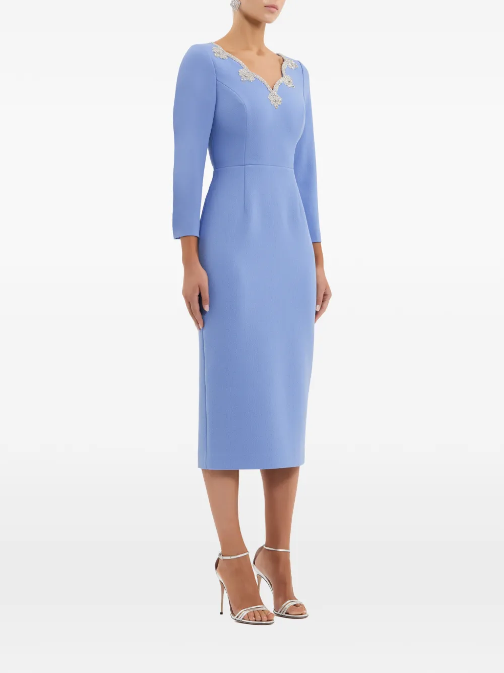 Rebecca Vallance Harlynn midi-jurk met V-hals Blauw