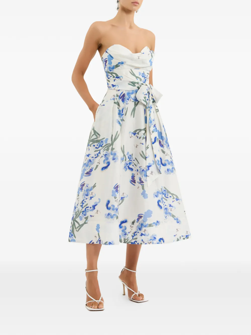Rebecca Vallance Bluebell Meadow midi-jurk met bloemenprint Wit