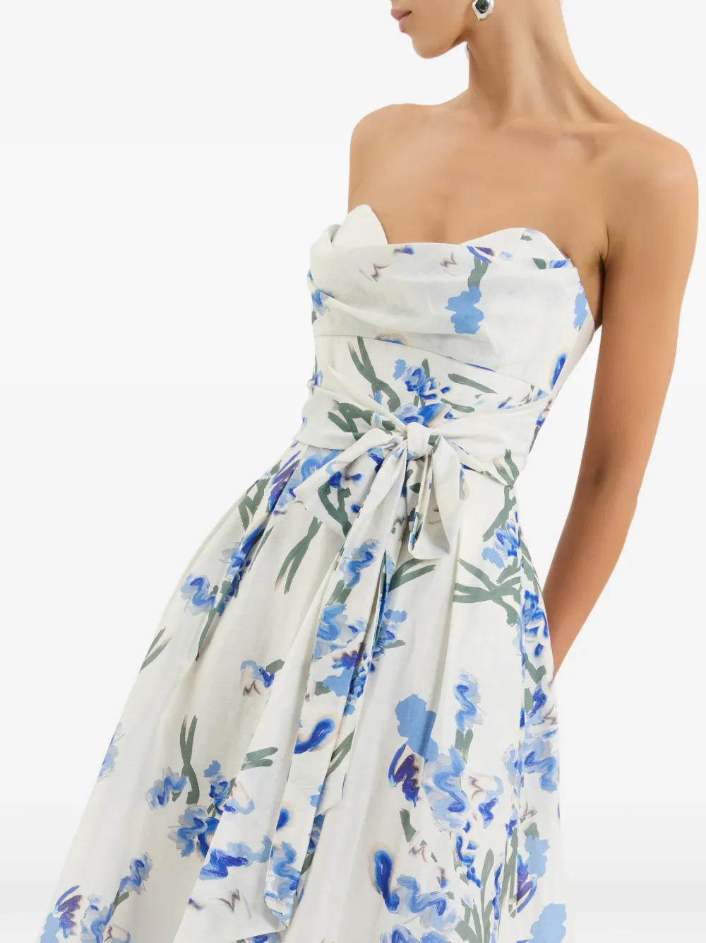 Rebecca Vallance Bluebell Meadow midi-jurk met bloemenprint Wit
