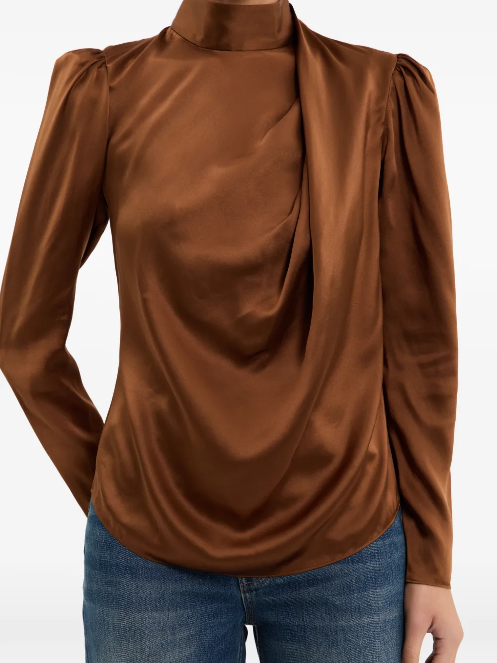 Rebecca Vallance Phoenix Rose Long-sleeve Top in Brown, view 5