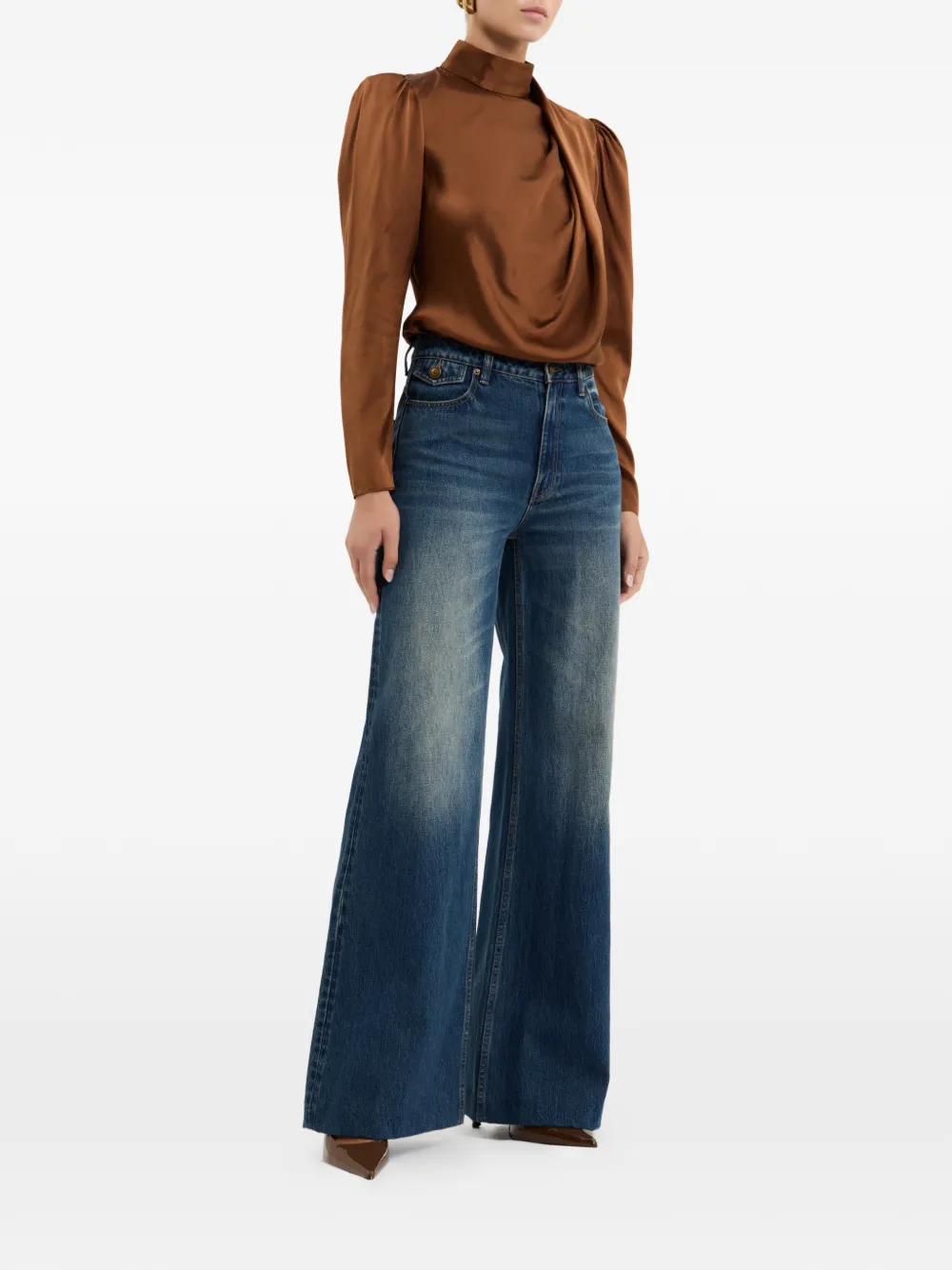 Rebecca Vallance Phoenix Rose Long-sleeve Top in Brown, view 4