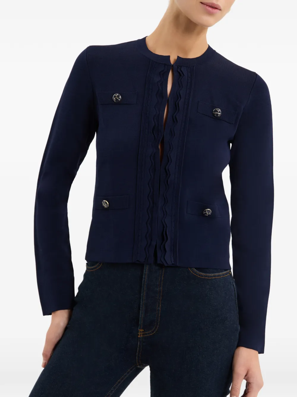 Rebecca Vallance Ryne vest met ruches Blauw