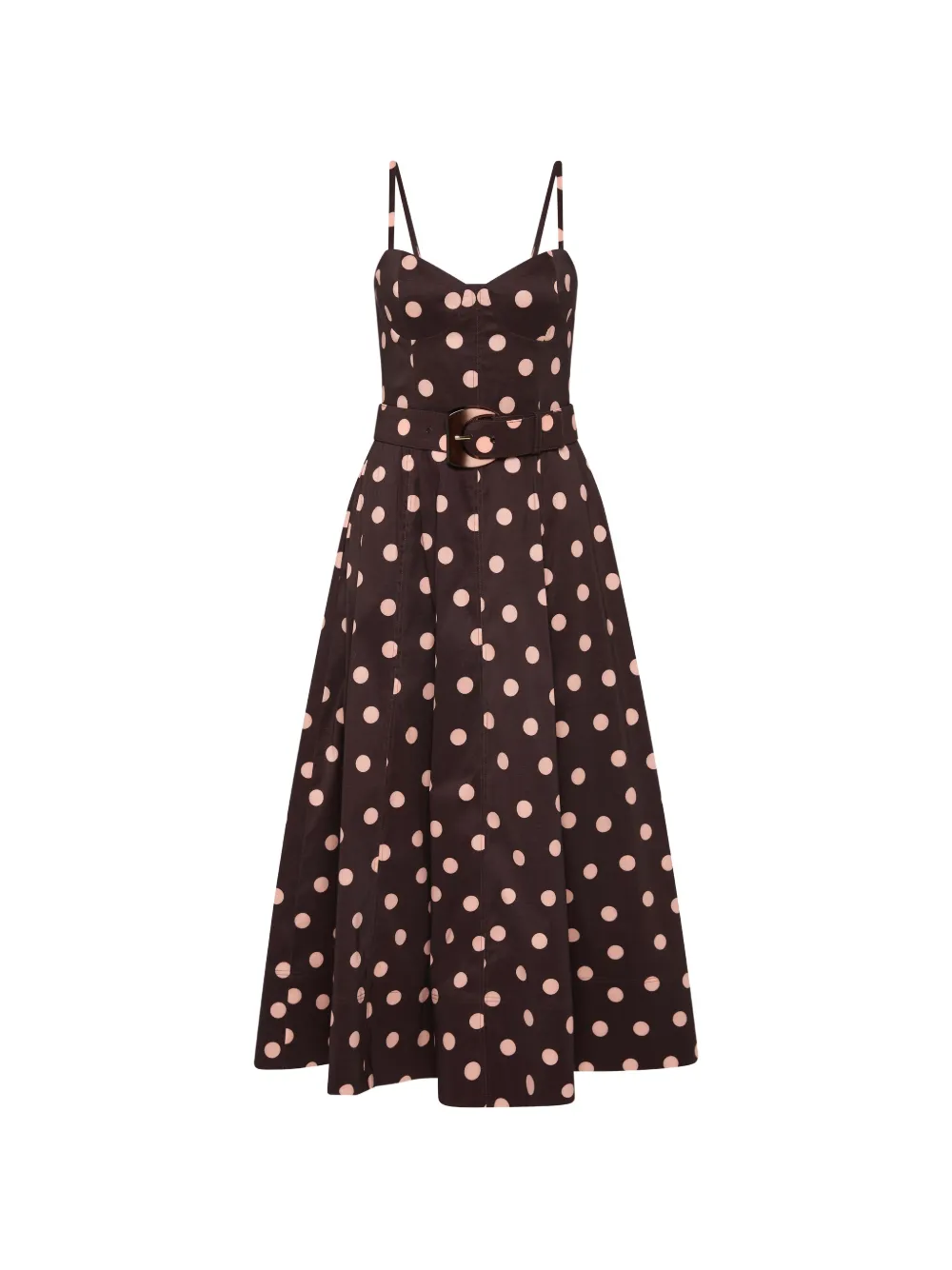 Rebecca Vallance Abito midi a pois - Marrone