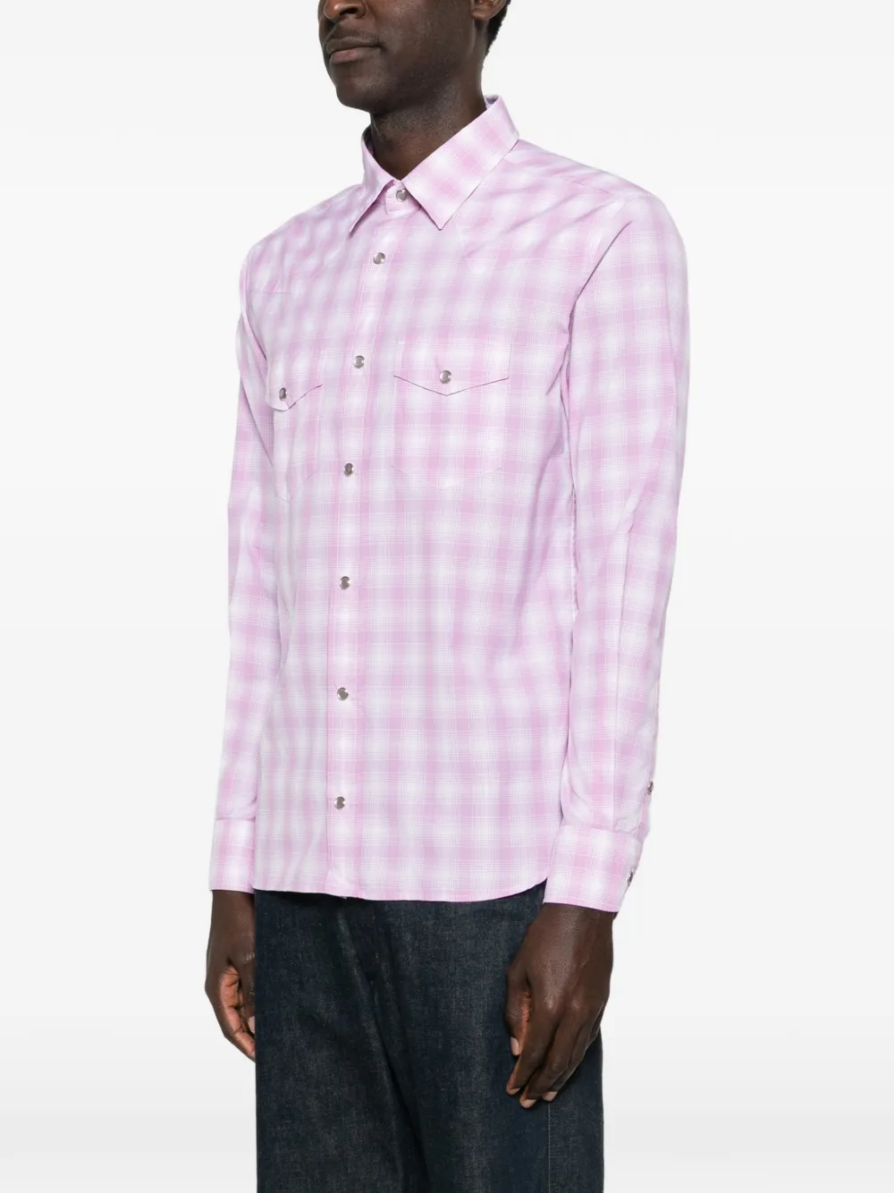  Tom Ford Check-pattern Chest-pocket Shirt - Pink 