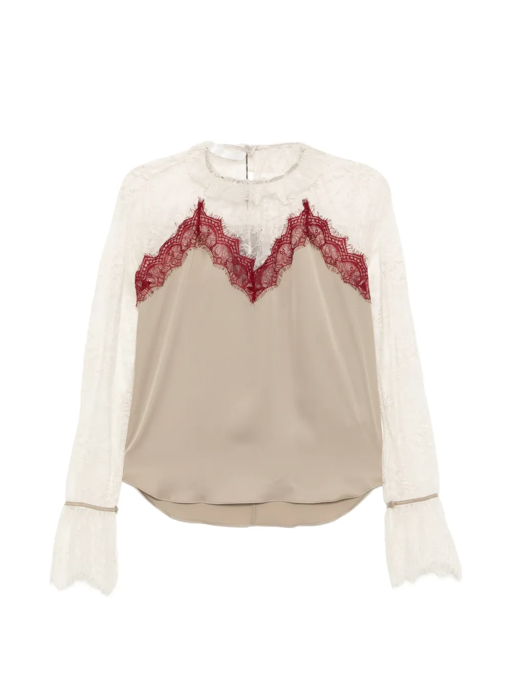 YCH Top con dettaglio in pizzo - Toni neutri