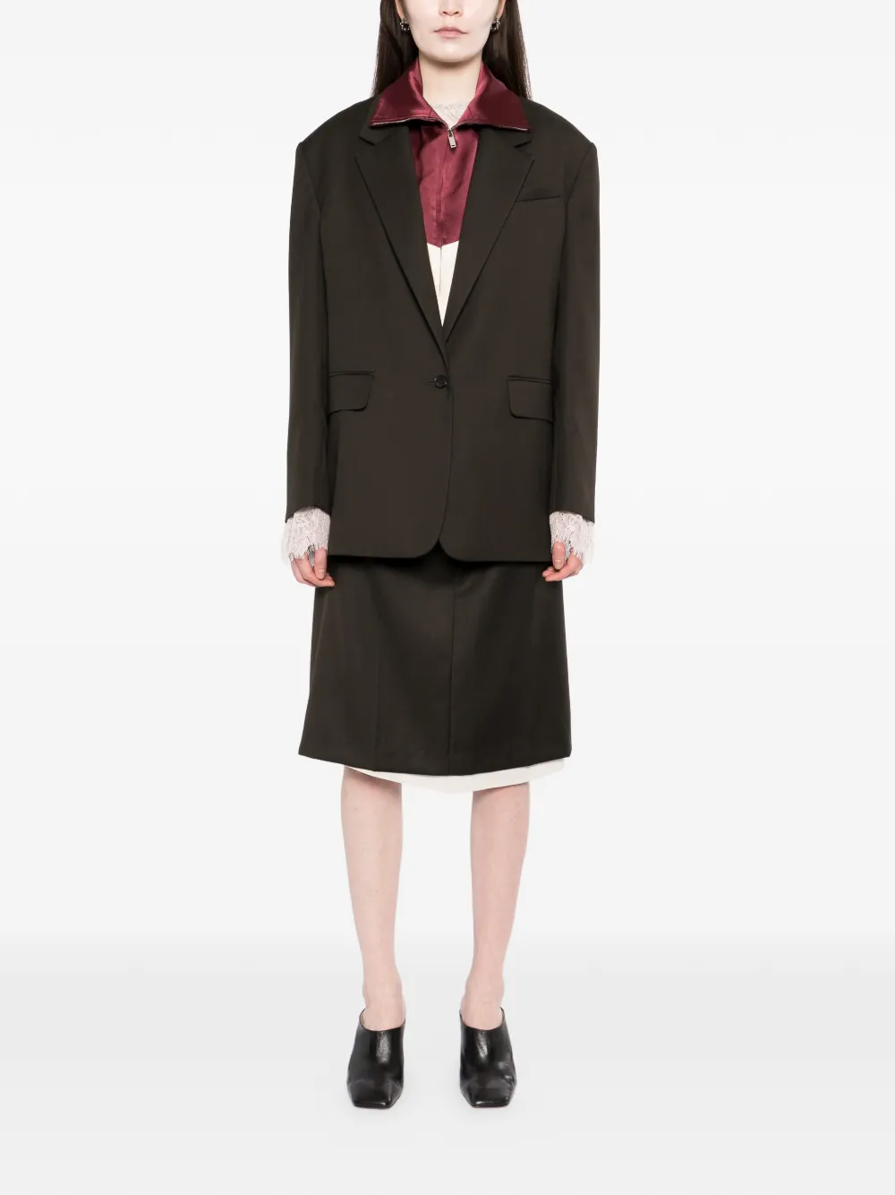  Ych Layered Blazer - Brown 
