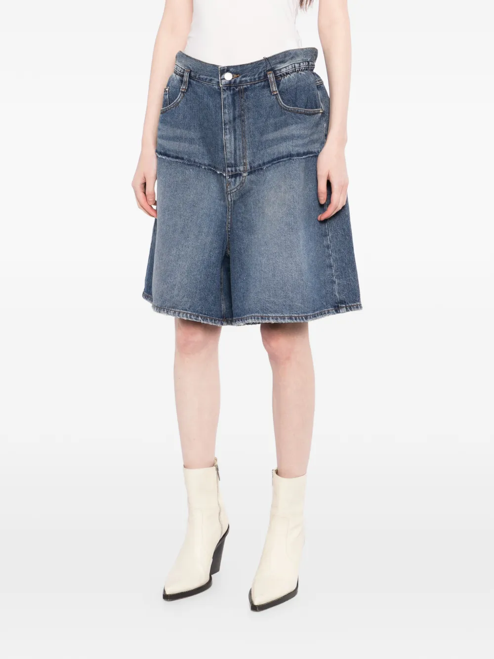  Ych Cotton Denim Shorts - Blue 