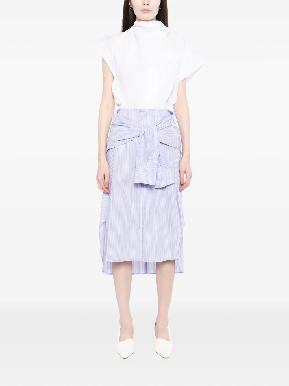  Ych Falda Midi A Rayas - Azul 