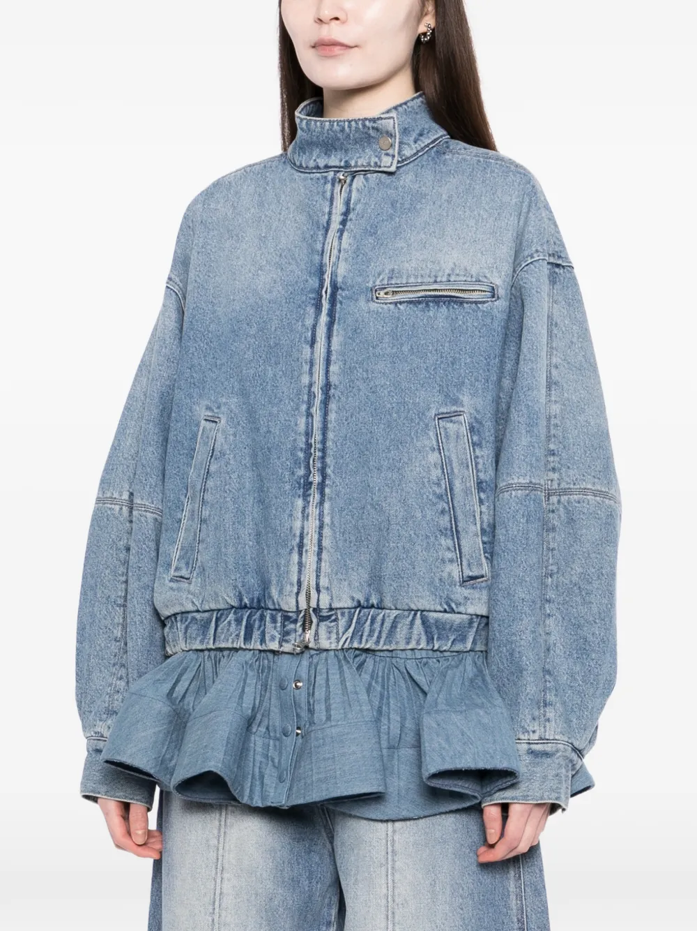Peplum-Hem Denim Jacket