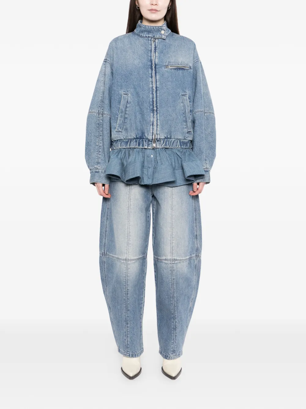 Peplum-Hem Denim Jacket