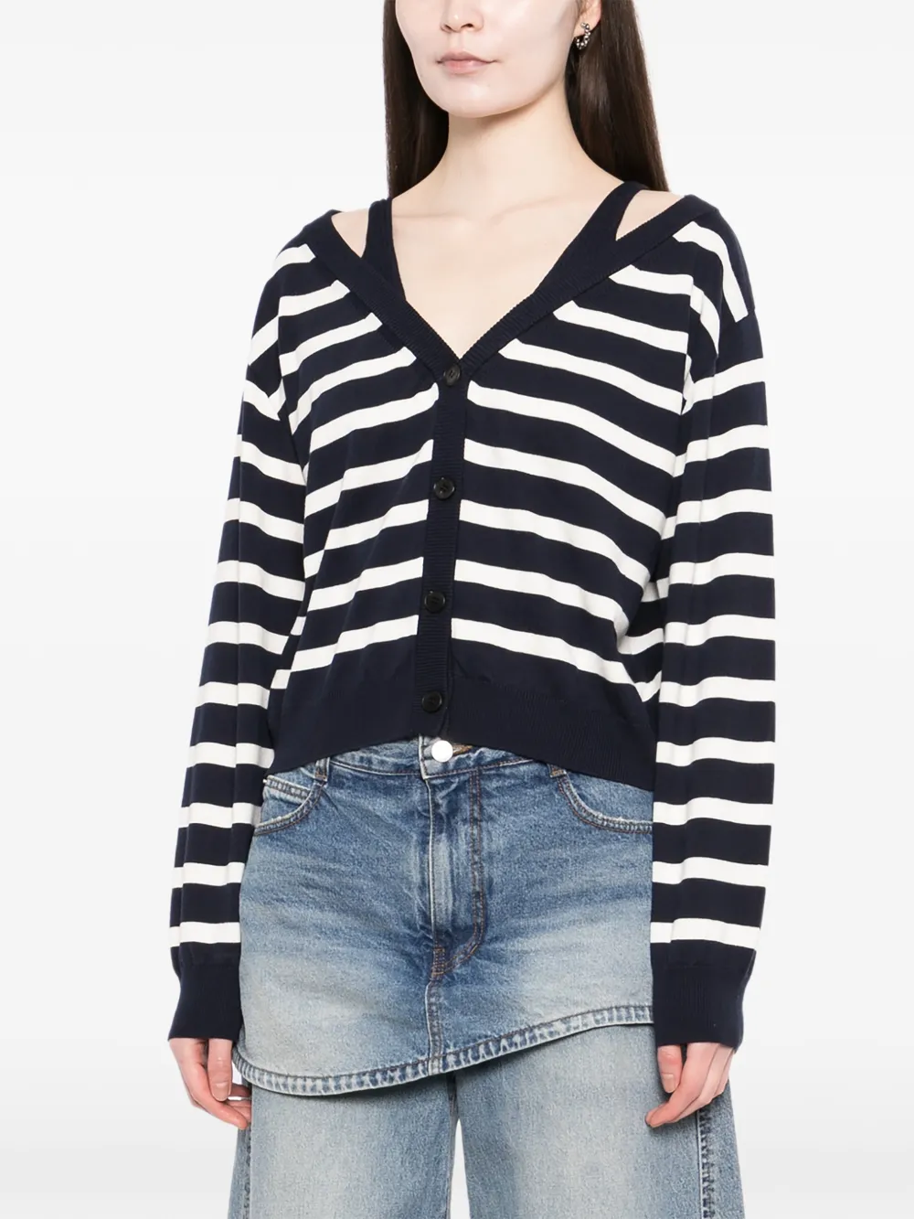  Ych Cardigan à Rayures - Bleu 
