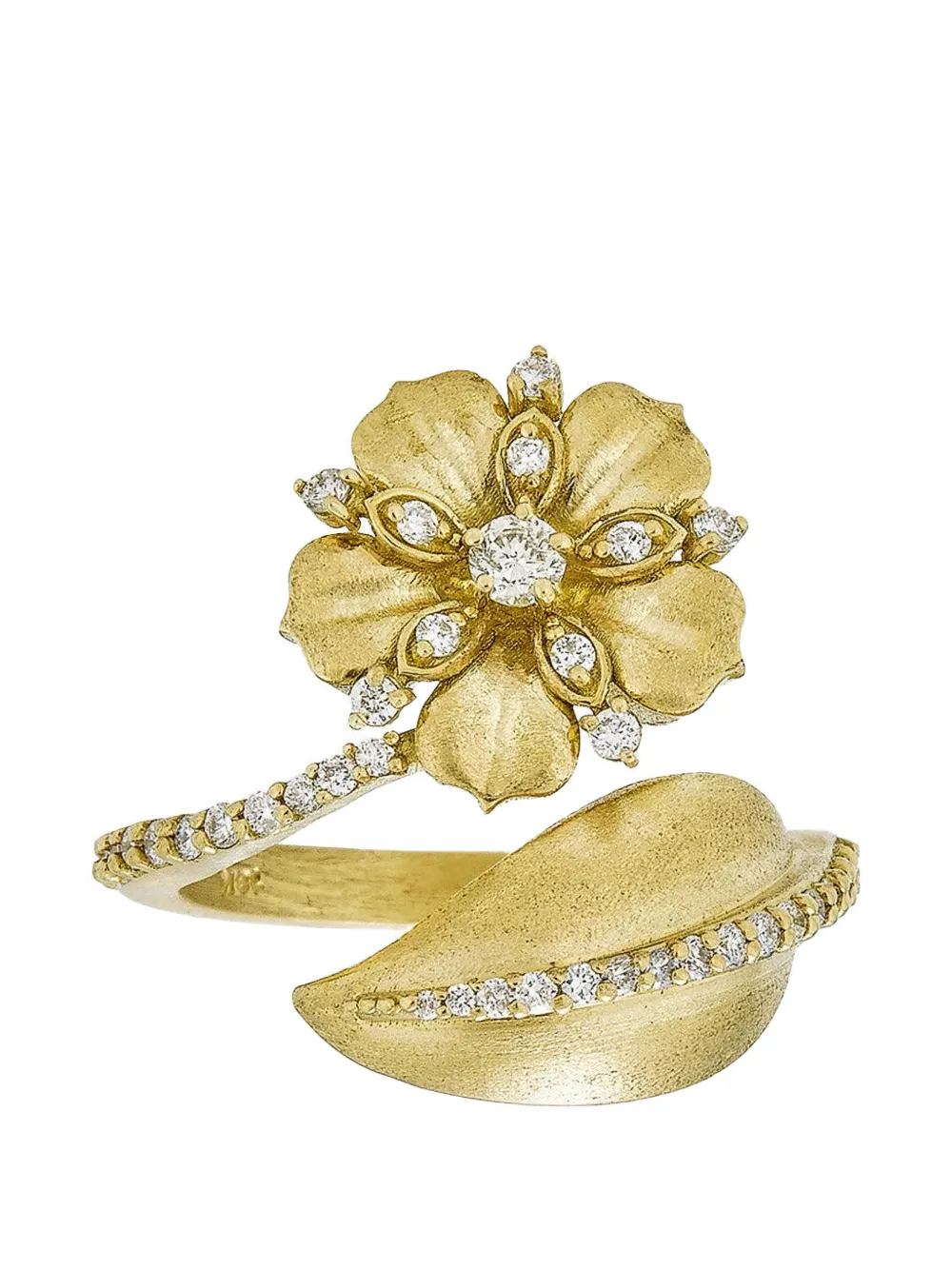 Tanya Farah Jasmine Bloom Tala diamond bypass ring - Oro