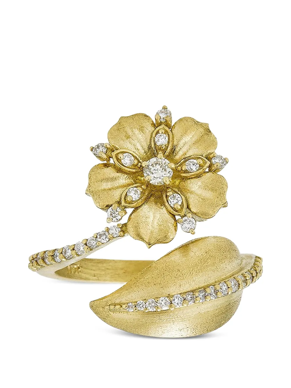 Tanya Farah Jasmine Bloom Tala diamond bypass ring - Oro