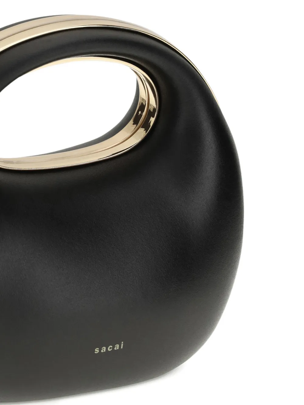  Sacai Round Leather Clutch Bag - Black 