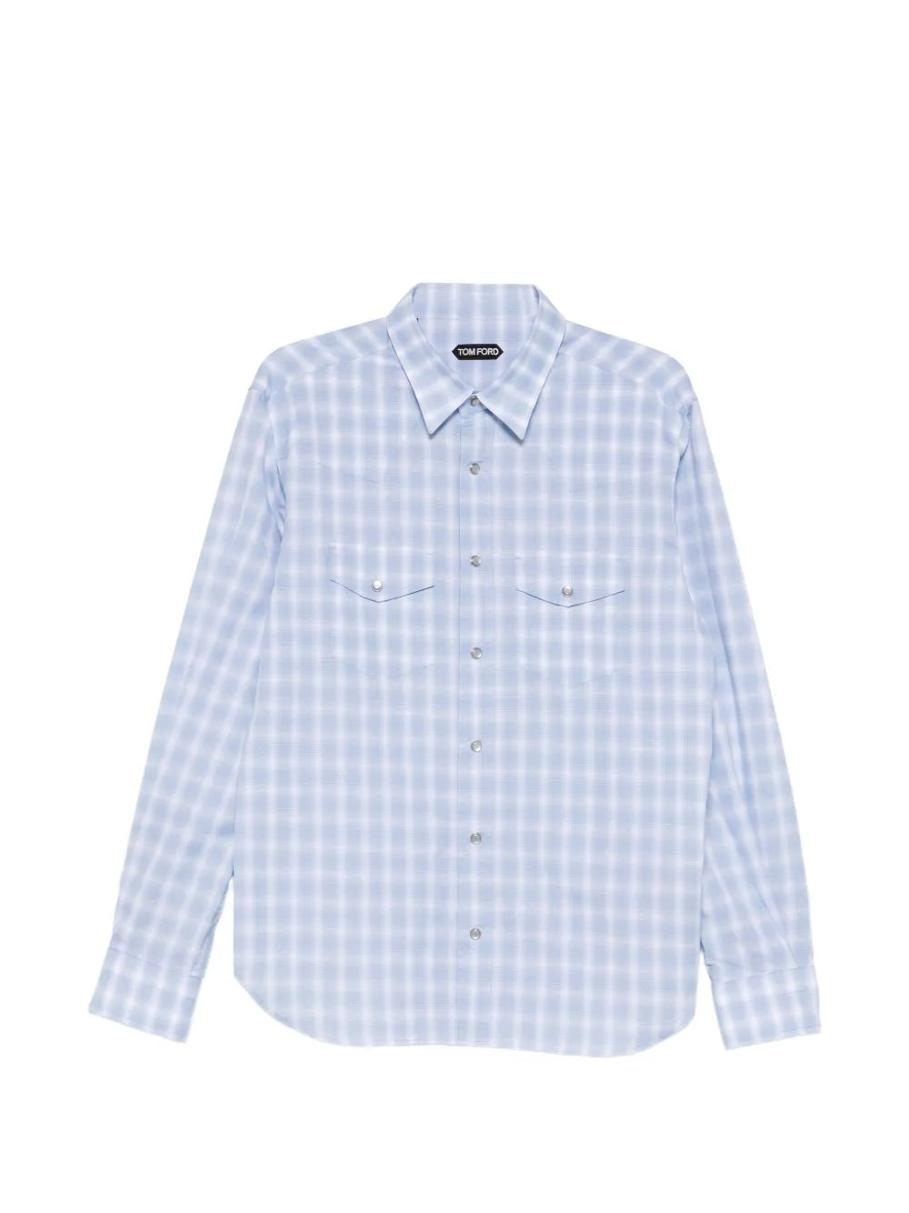 TOM FORD chest-pocket checked shirt - Blu