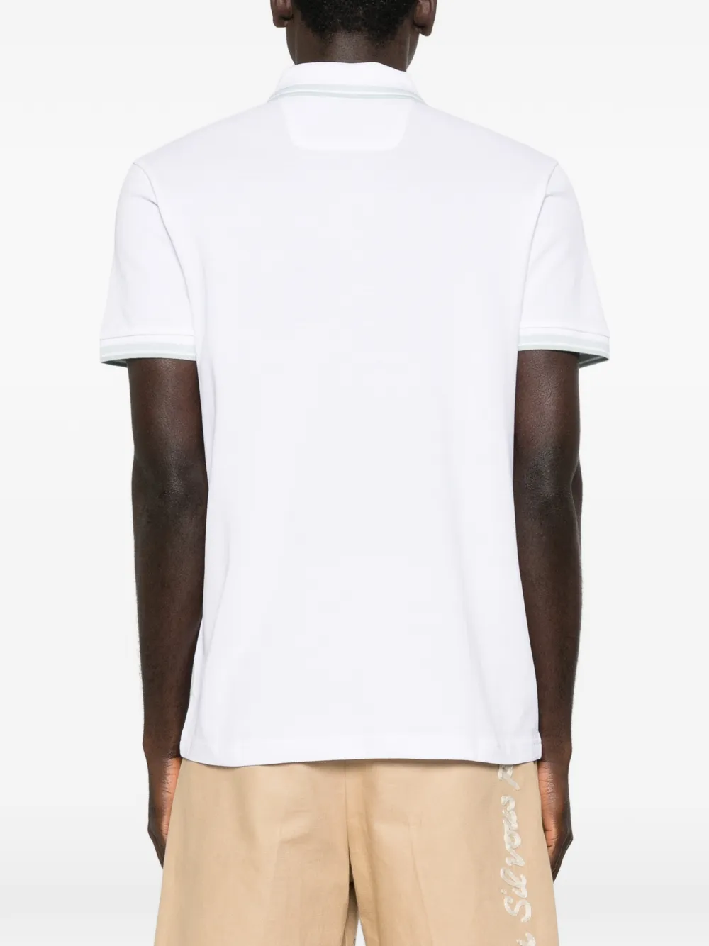 BOSS Poloshirt met gestreepte kraag Wit