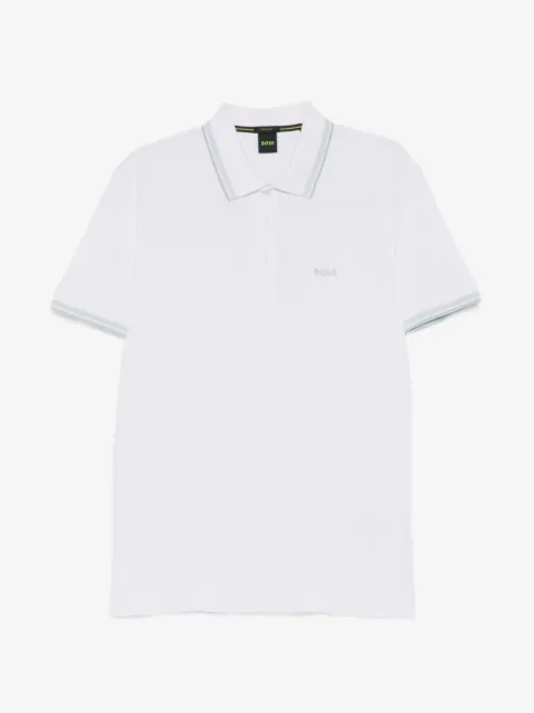 BOSS logo-embroidered tipped polo shirt