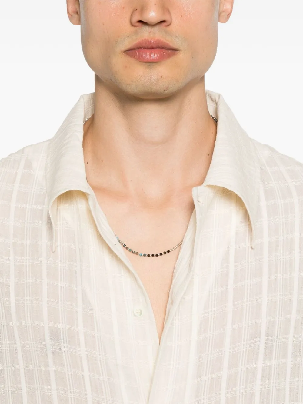 Point-Collar Checked Shirt