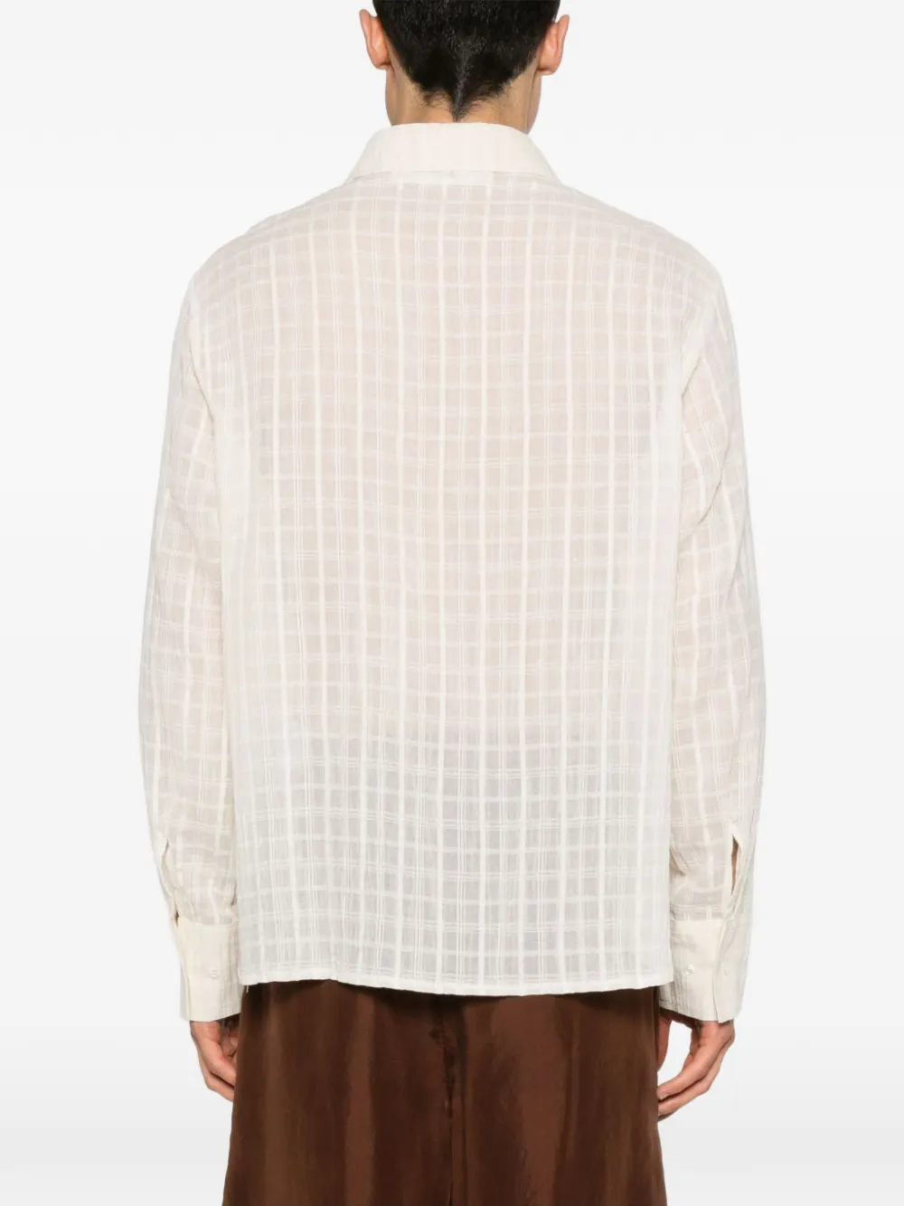 Point-Collar Checked Shirt