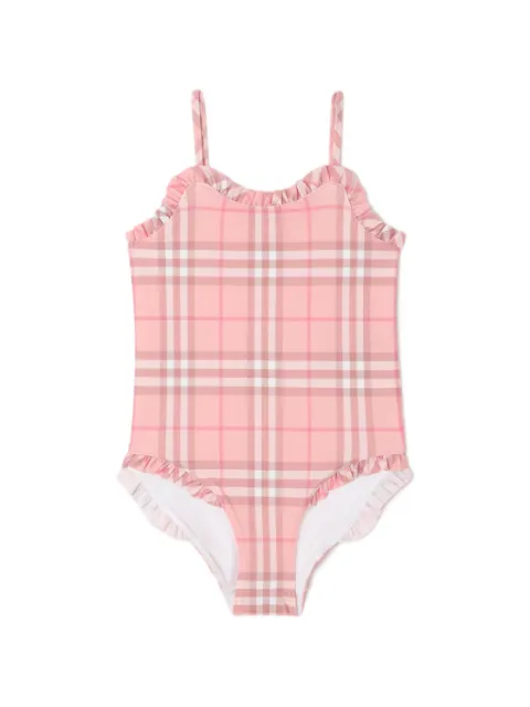 Burberry Kids traje de baño con motivo de cuadros y volantes