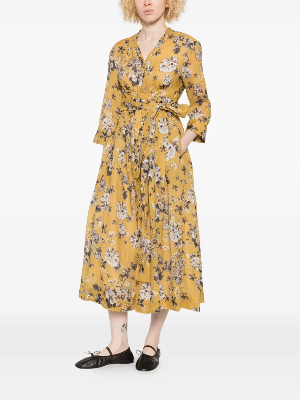 'S Max Mara Jurk met bloemenprint Geel
