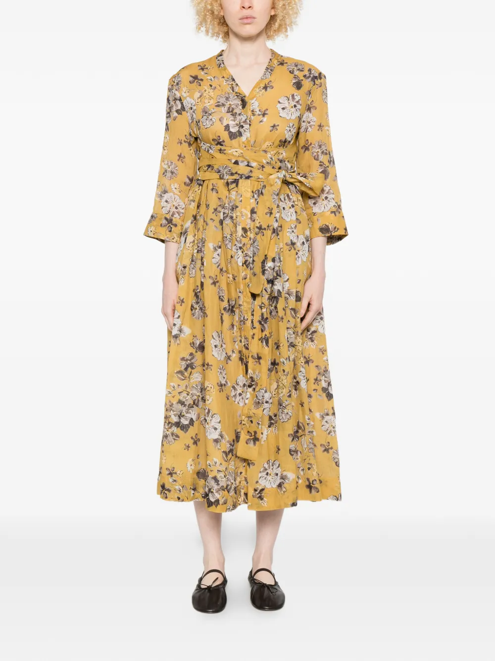 'S Max Mara Jurk met bloemenprint Geel